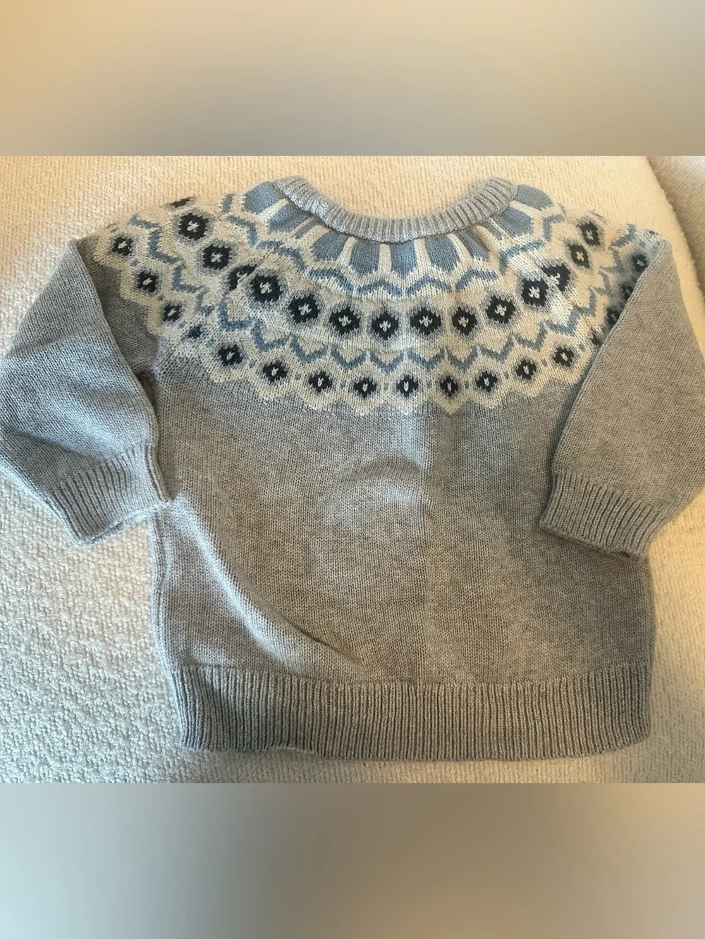 GAP Light Gray Fair Isle Crewneck Sweater